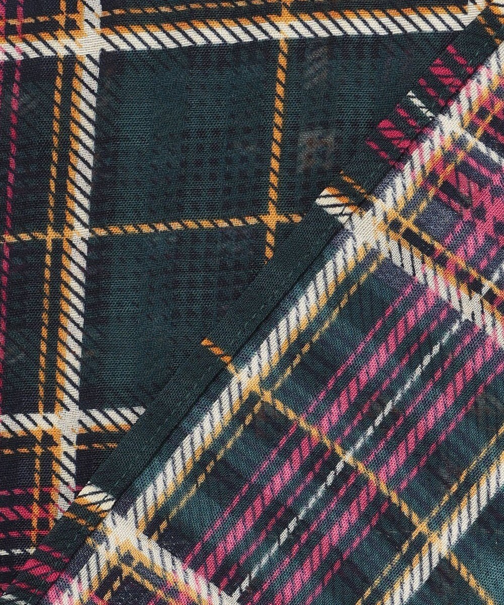 組曲 【洗える】シアーチェック 半袖ブラウス 