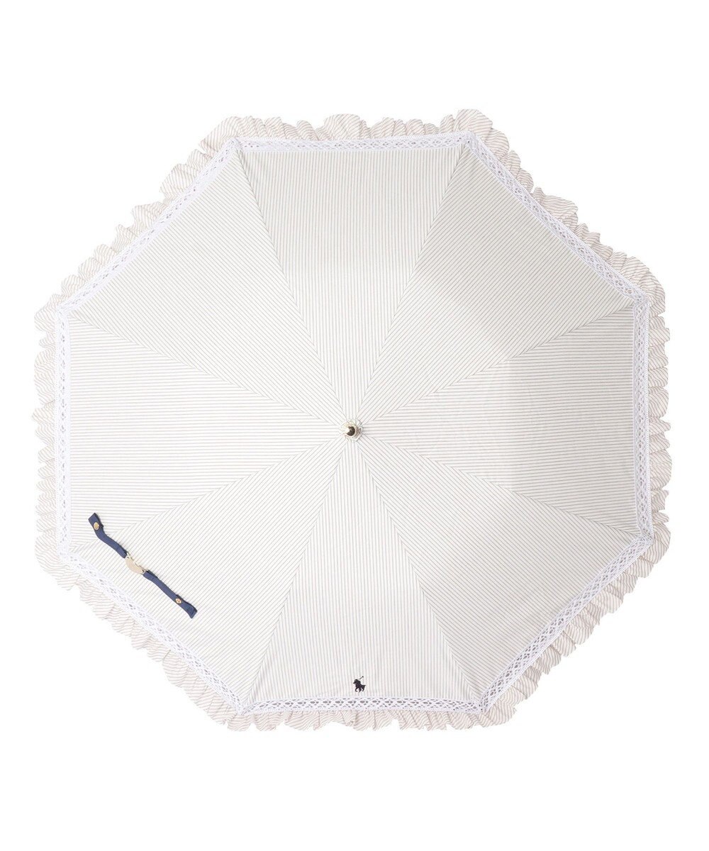 MOONBAT 【遮光/晴雨兼用日傘】POLO RALPH LAUREN（ポロラルフローレン）折りたたみ日傘 ストライプフリル 遮熱 遮光 UV 