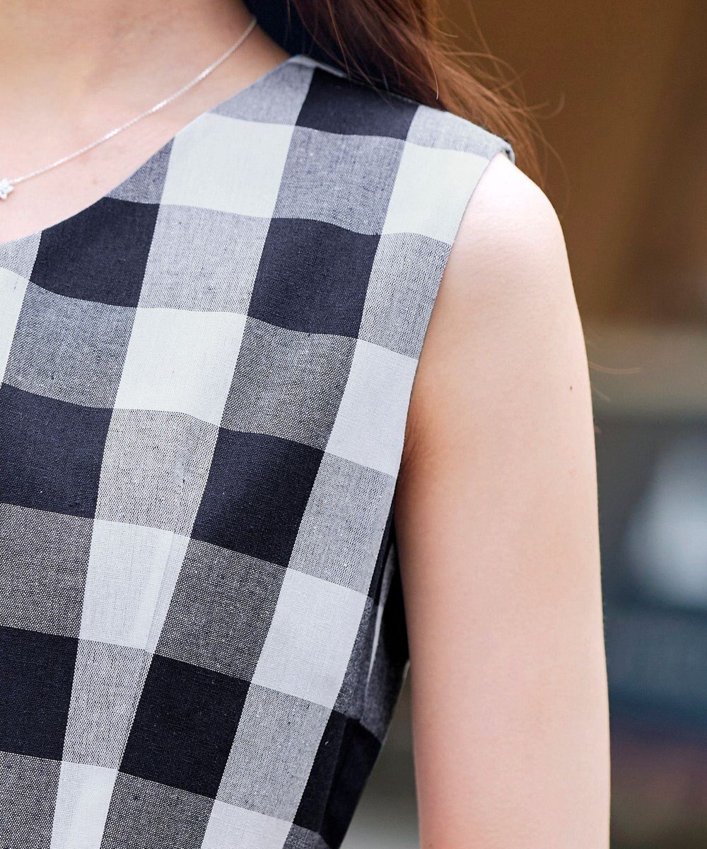 Tiaclasse 【袖が選べる・洗える】大柄ギンガムチェックワンピース 