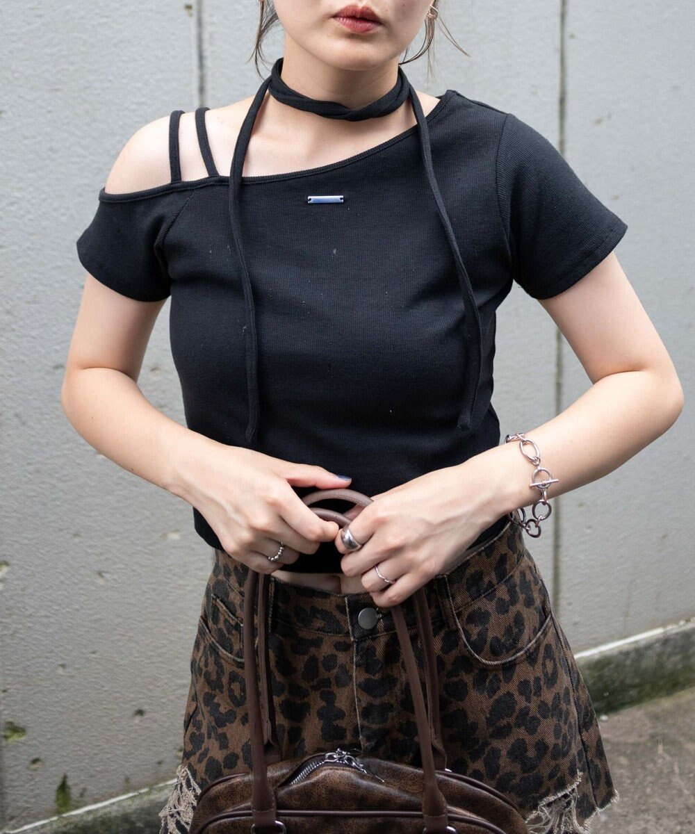 WEGO プレートデザインワンショルトップス 