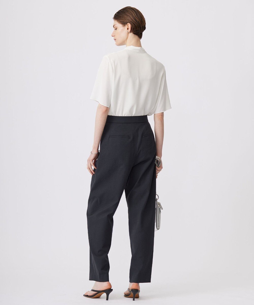 ICB L 【接触冷感・UVケア・速乾・洗える】BackSatinAmunzen 5分袖Vネックボウタイブラウス 