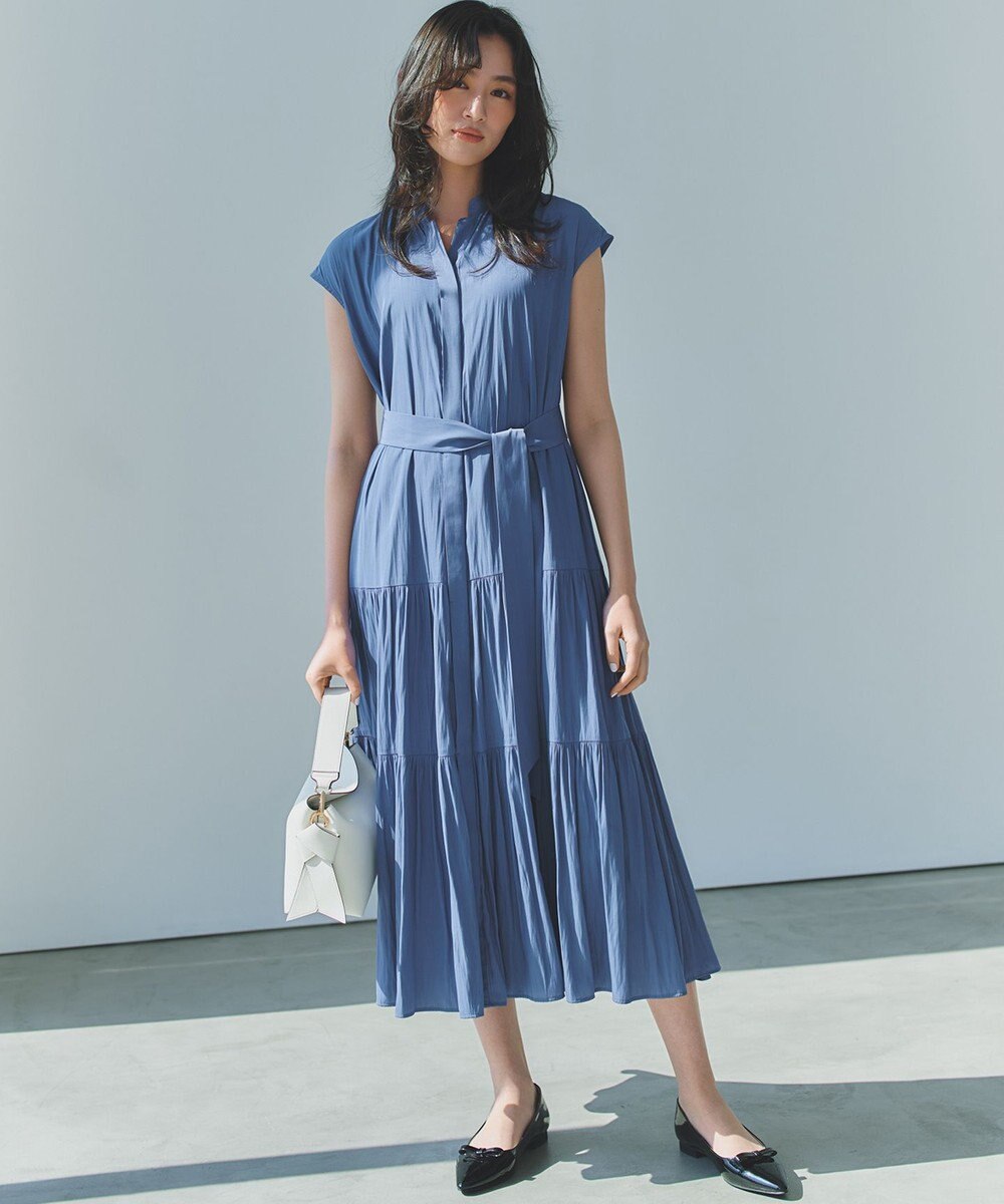 組曲 S 【WEB限定】ギャザーライトデシン ティアードワンピース 