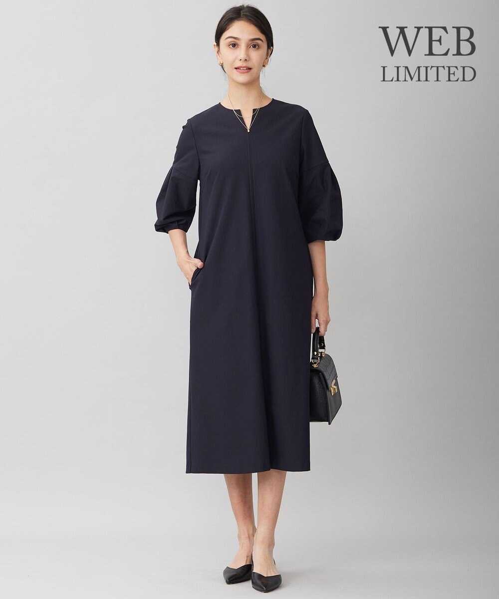 自由区 S 【WEB限定・洗える】カラミストレッチパフスリーブ ワンピース 