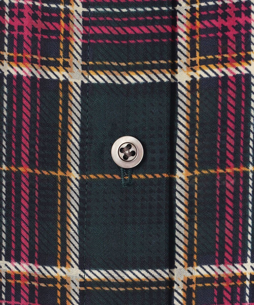 組曲 【洗える】シアーチェック 半袖ブラウス 