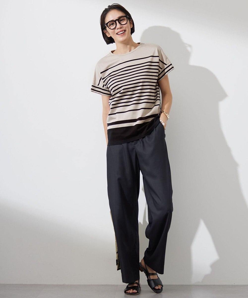 自由区 L 【洗える】ハイカウントボーダー カットソー 