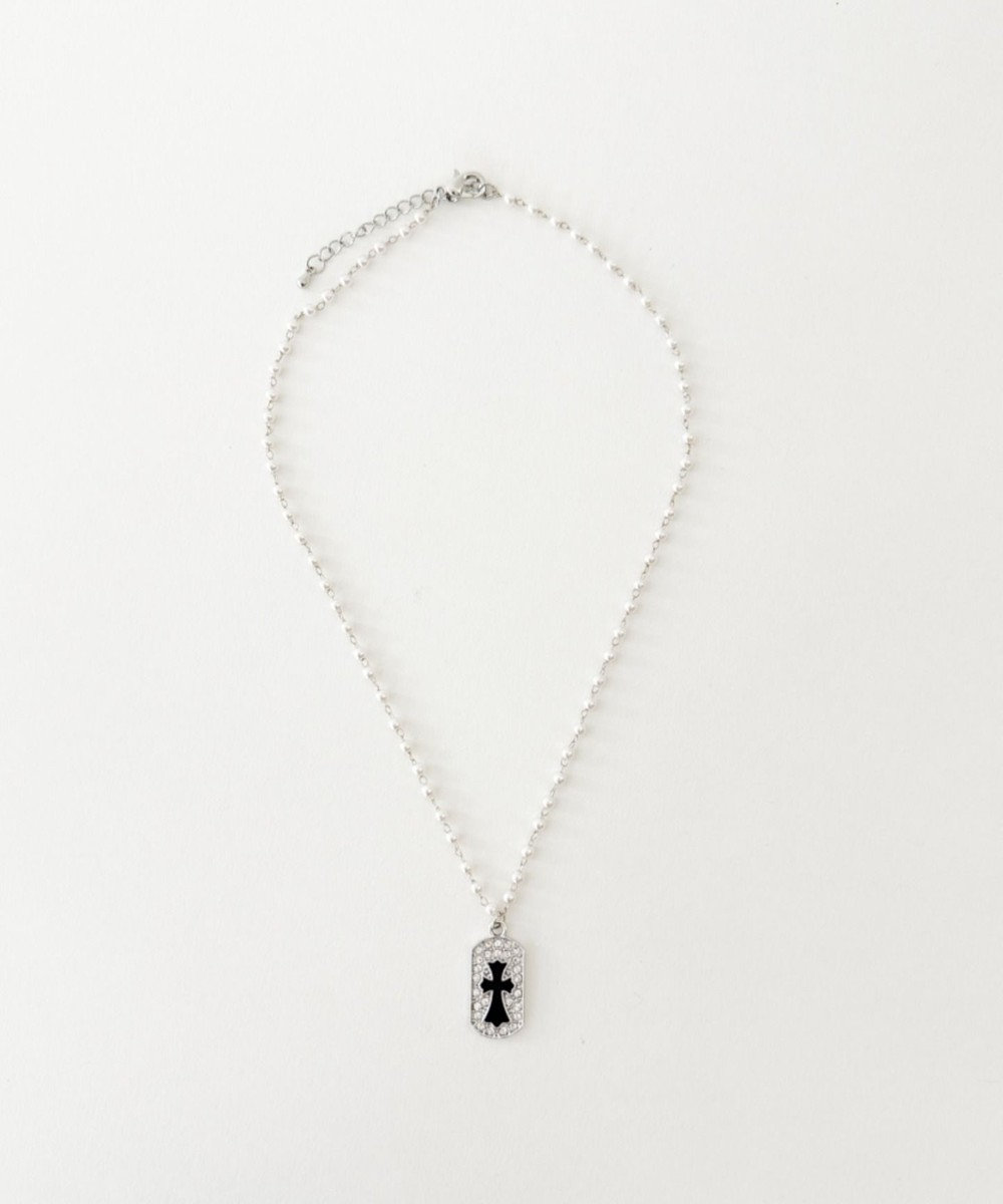 WEGO Lクロスモチーフパールチェーンネックレス 