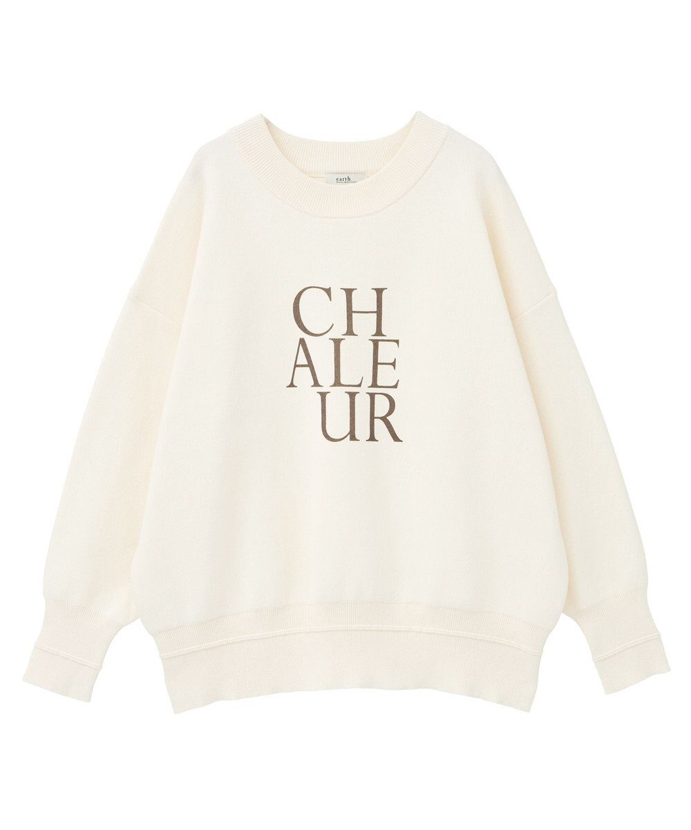 earth music&ecology 【洗濯機洗い可】スウェットライクロゴニットプルオーバー 