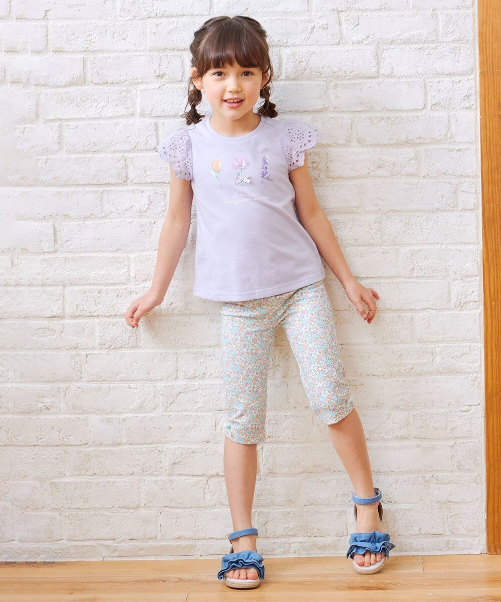 ANY KIDS フラワー スパンコール Tシャツ 