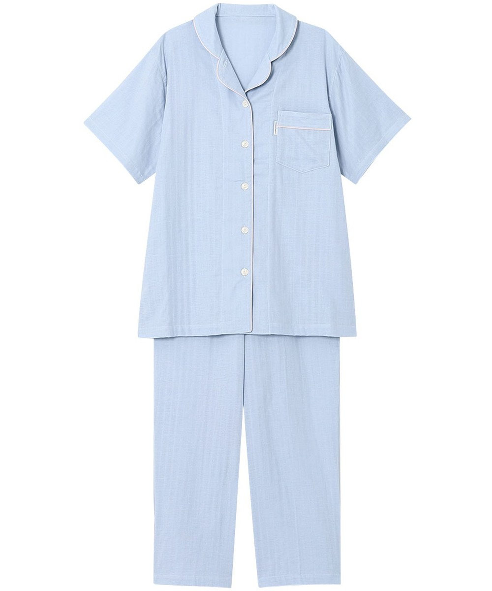ワコール／睡眠科学 パジャマ 5分袖 半袖 9分丈 綿100%(天綿)(本体) レディース YDT144 睡眠科学／ワコール ブルー
