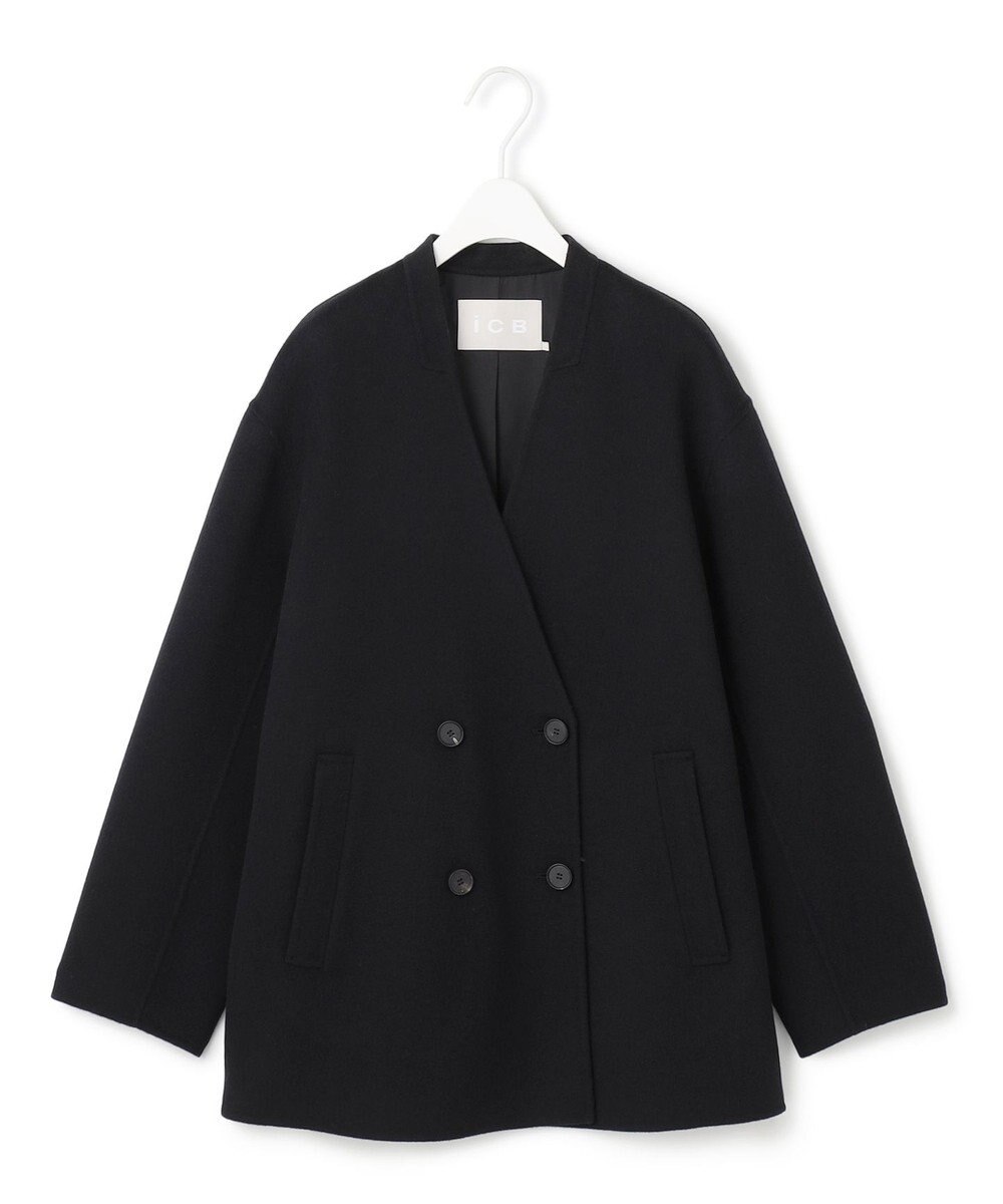 ICB WoolRever ノーカラーショートコート 