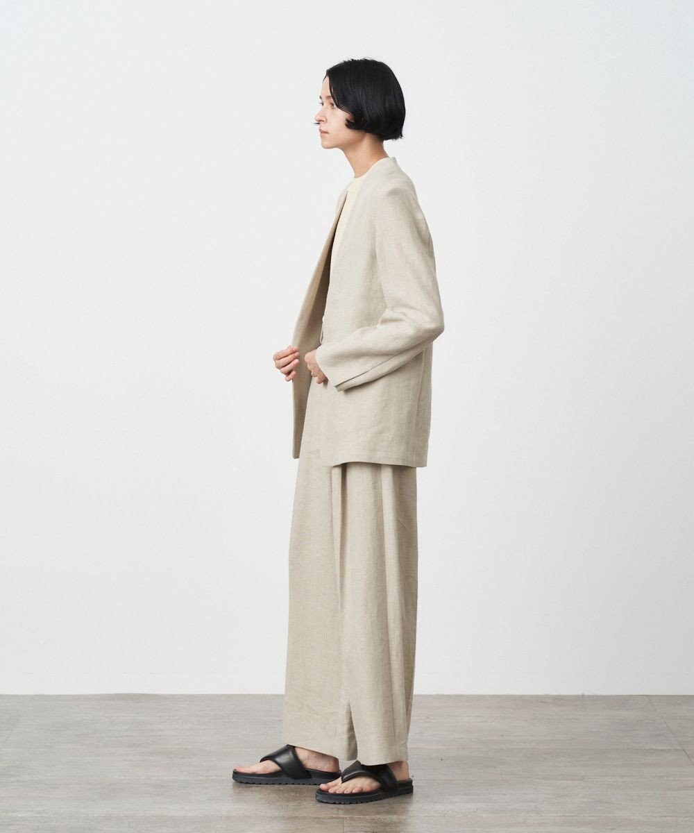 ATON LINEN OXFORD | ノーカラージャケット 