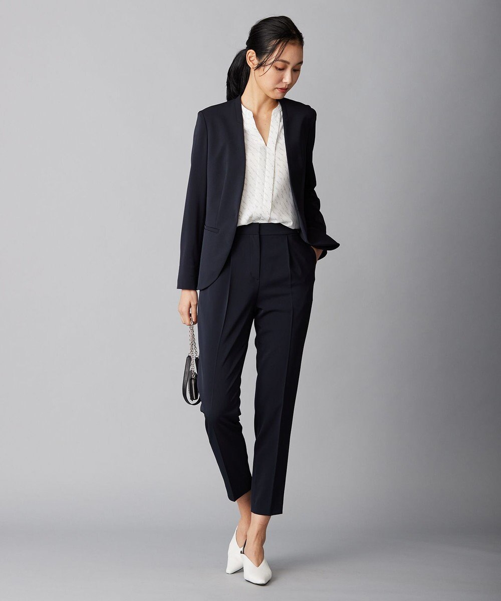 ICB 【洗える・UVケア】BackSatinAmunzen キーネックブラウス 