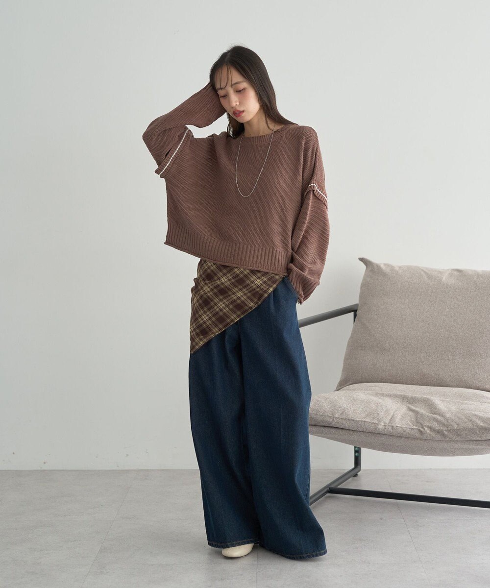 earth music&ecology 【洗濯機洗い可 / 選べる丈】アンチピリングC/A選べる丈配色ニット 