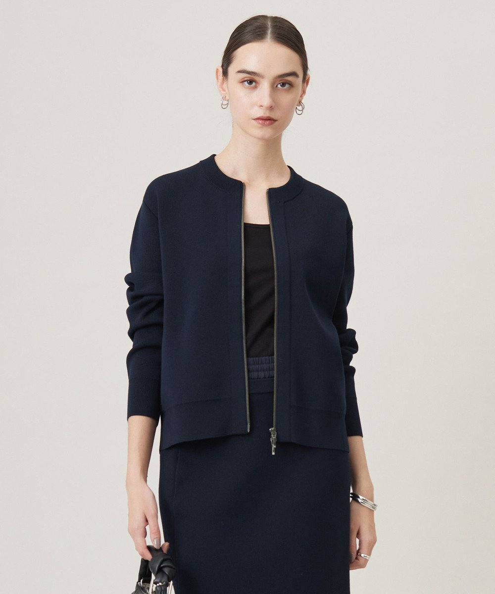 ICB L 【洗える】コットンポリエステルスムース ニットブルゾン 