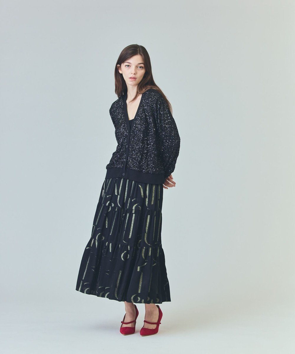 GRACE CONTINENTAL ラメジャガードサテンスカート 