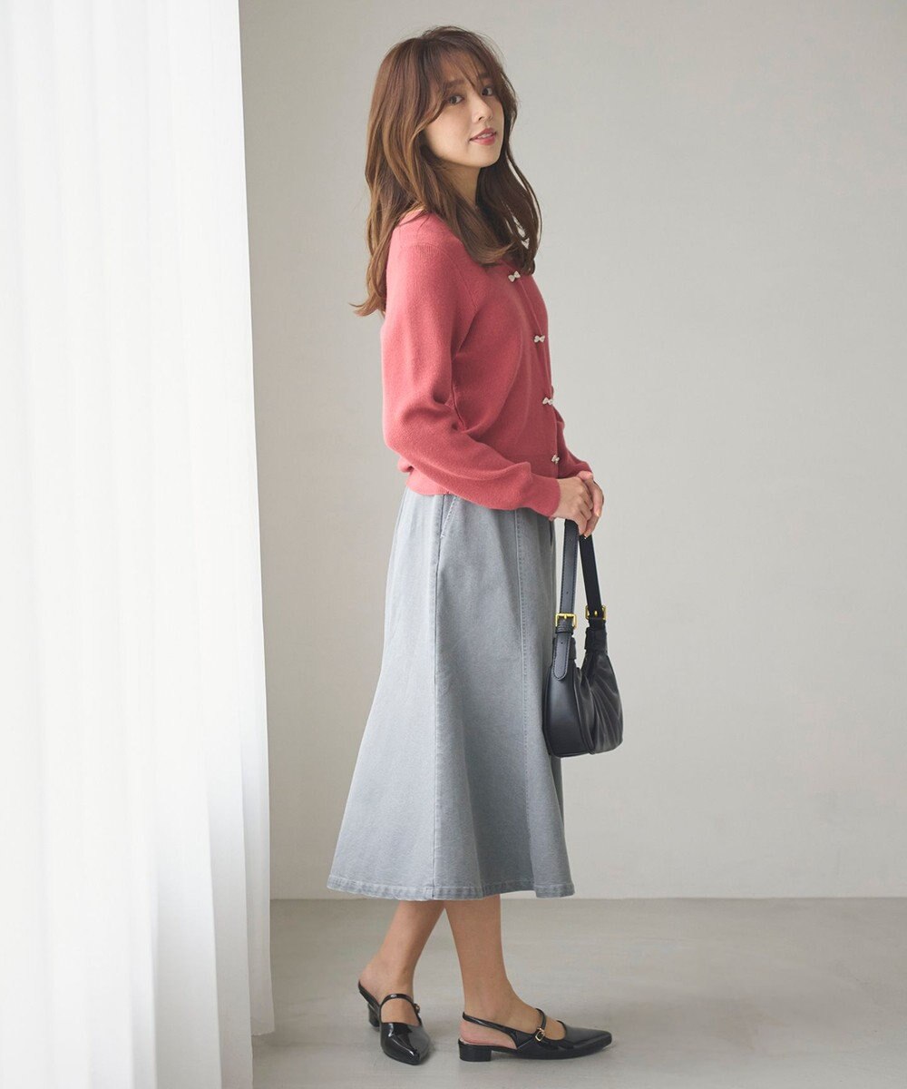 Feroux 【洗える】リボン釦 カーディガンデザインニット 