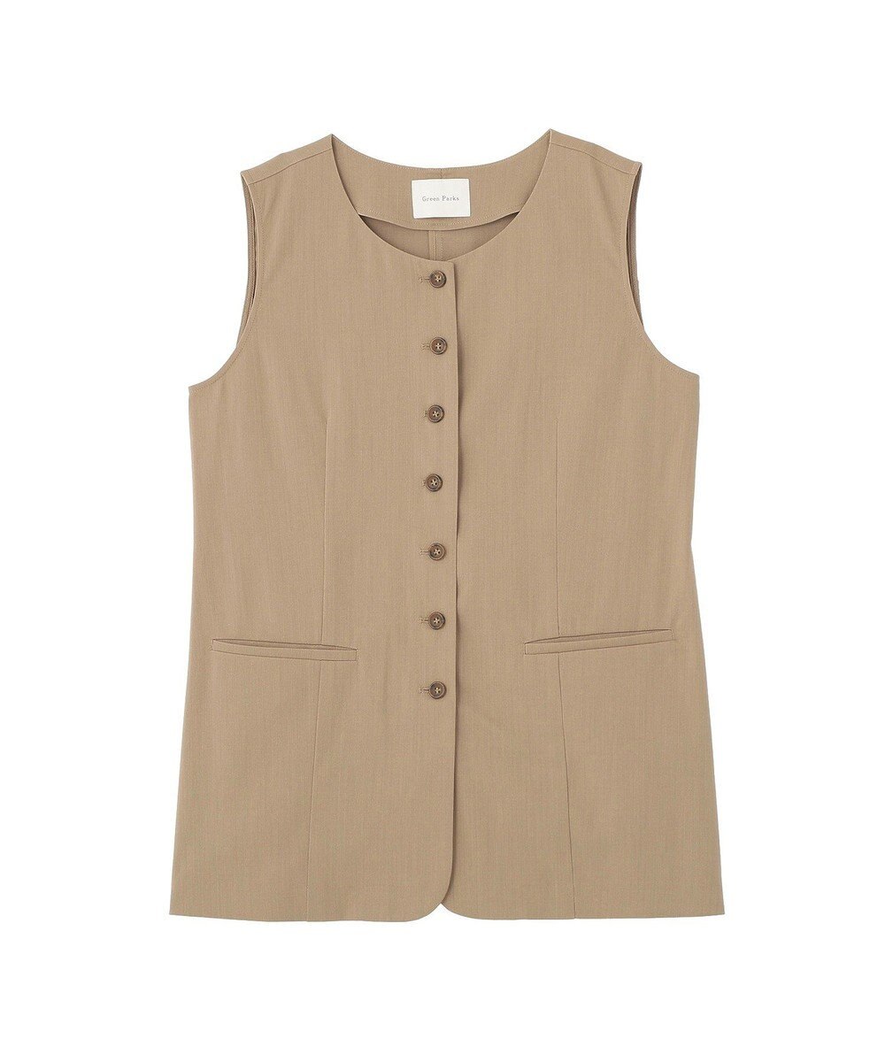 Green Parks クルーネック多釦ジレ 