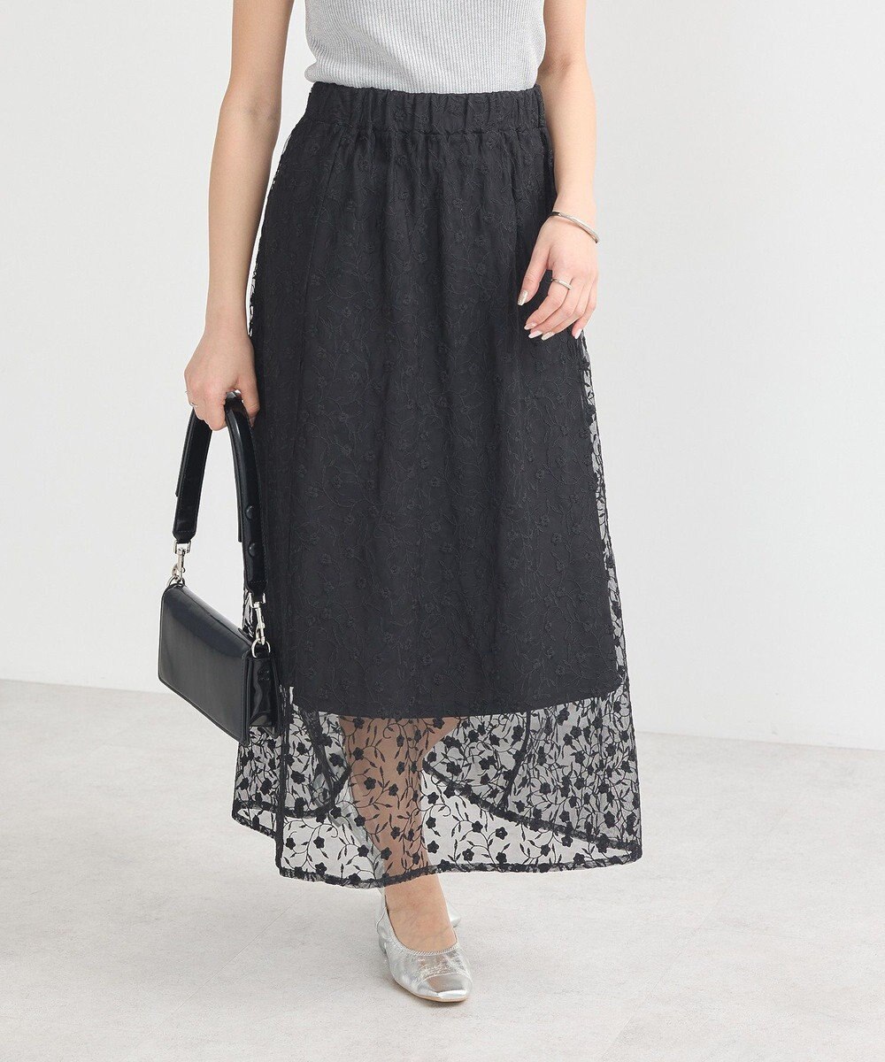 earth music&ecology シアーレースレイヤードスカート 