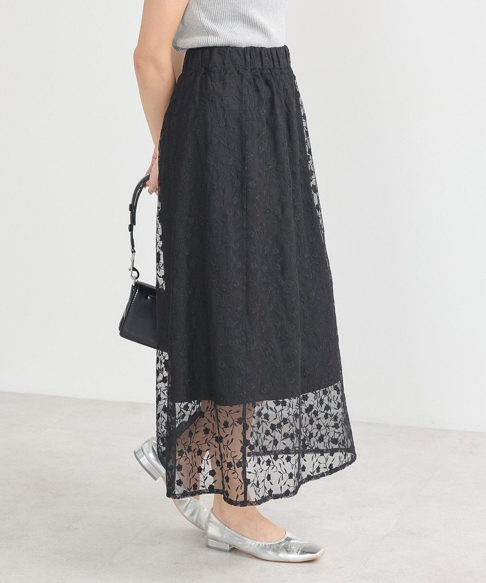 earth music&ecology シアーレースレイヤードスカート 