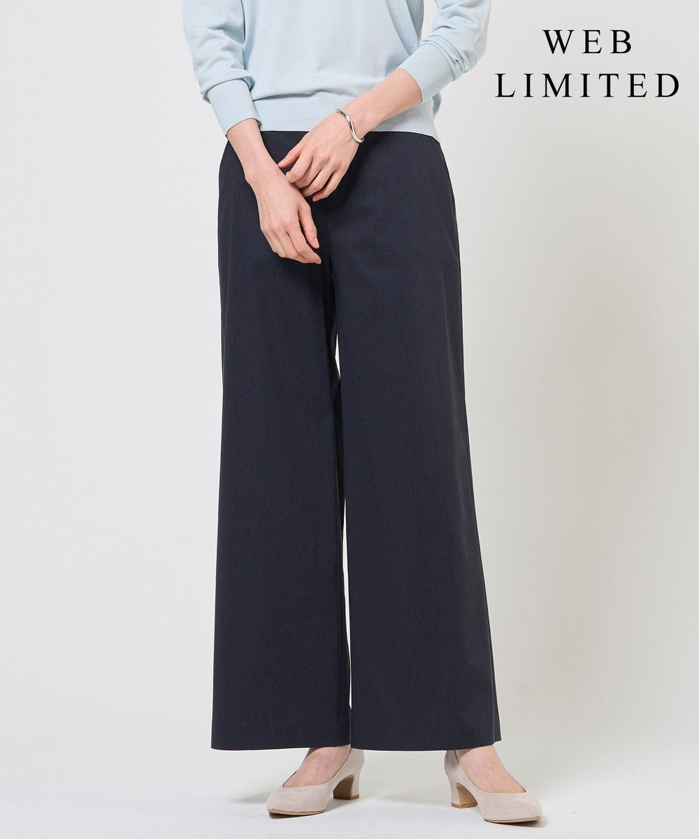 J.PRESS LADIES 【WEB限定】セルロースリネンストレッチ ワイドストレート パンツ 