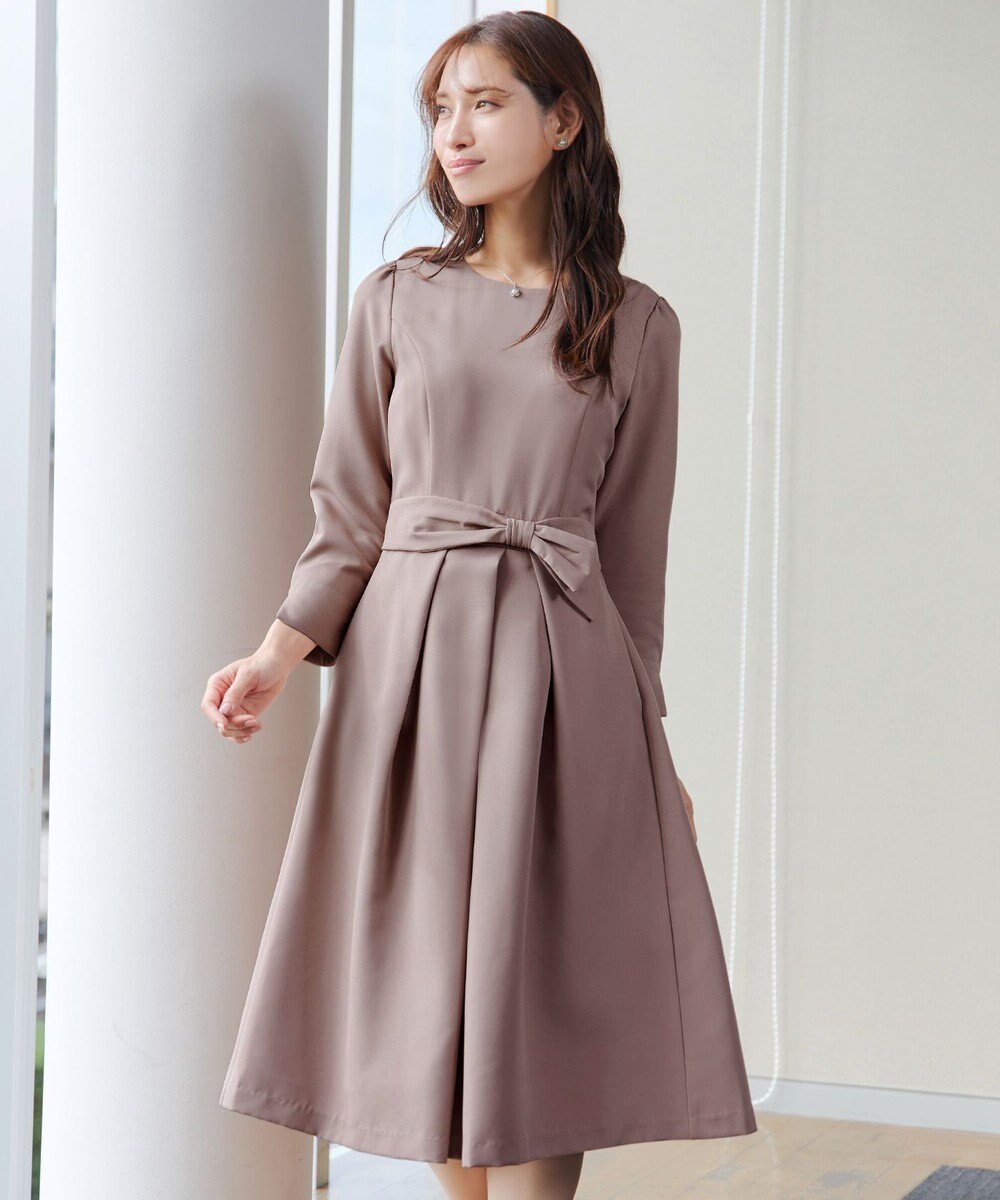 Tiaclasse L 【セレモニー・新色追加】アシメリボンベルトフレアワンピース 