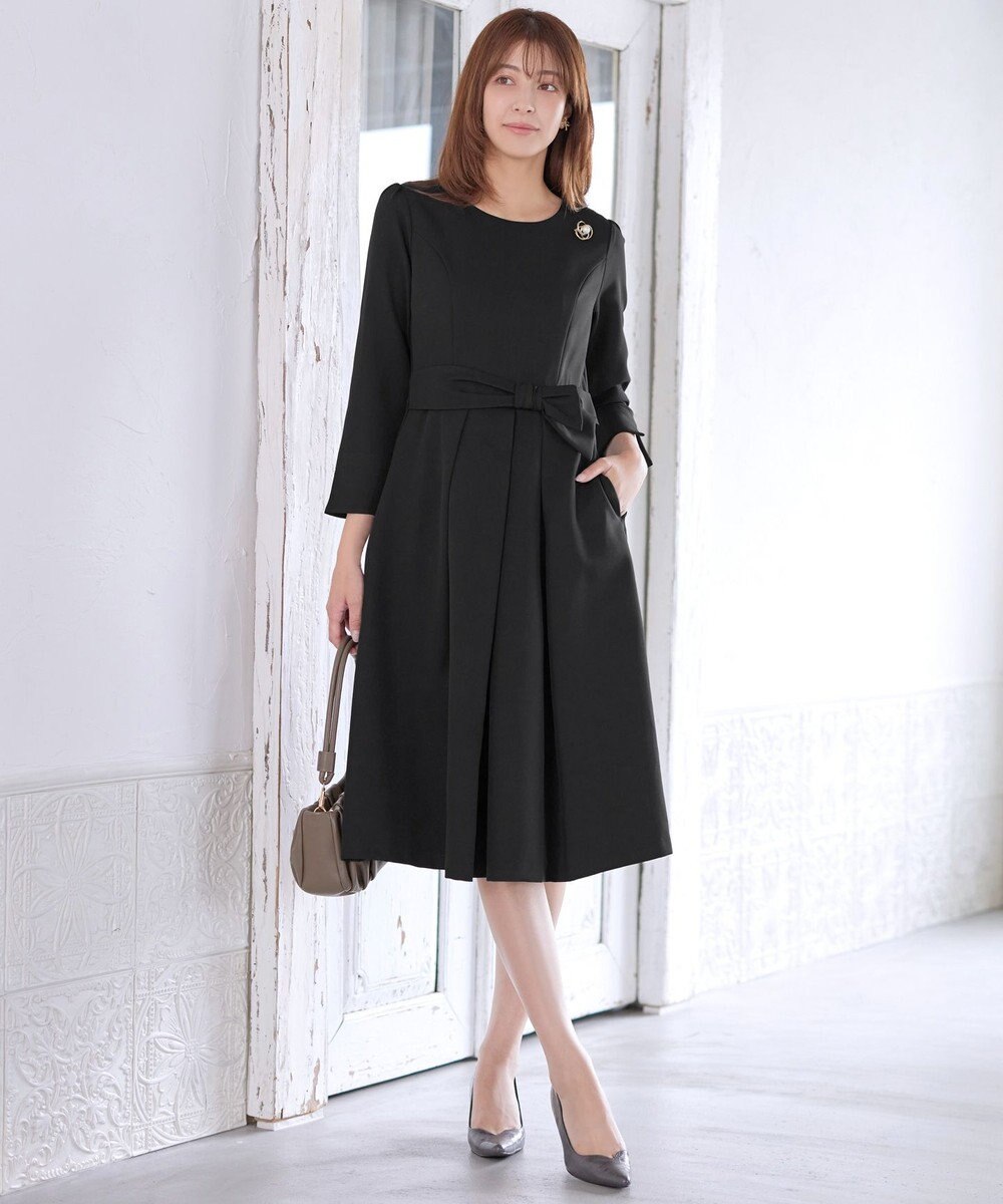 Tiaclasse L 【セレモニー・新色追加】アシメリボンベルトフレアワンピース 