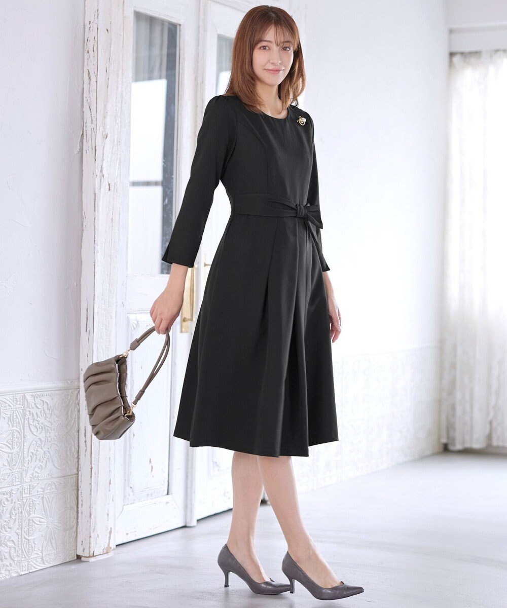 Tiaclasse L 【セレモニー・新色追加】アシメリボンベルトフレアワンピース 