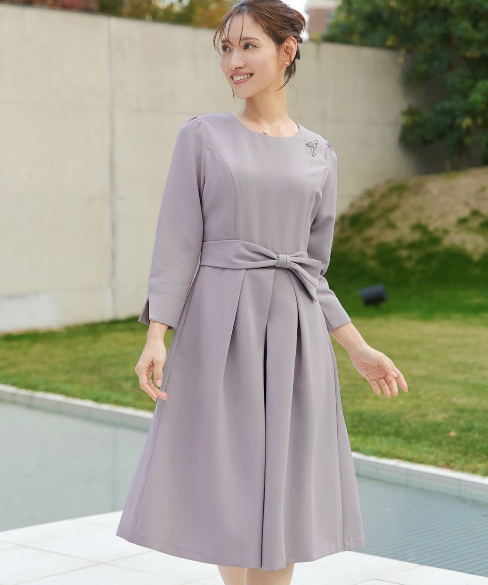 Tiaclasse 【セレモニー・XSサイズ追加・新色追加】アシメリボンベルトフレアワンピース 