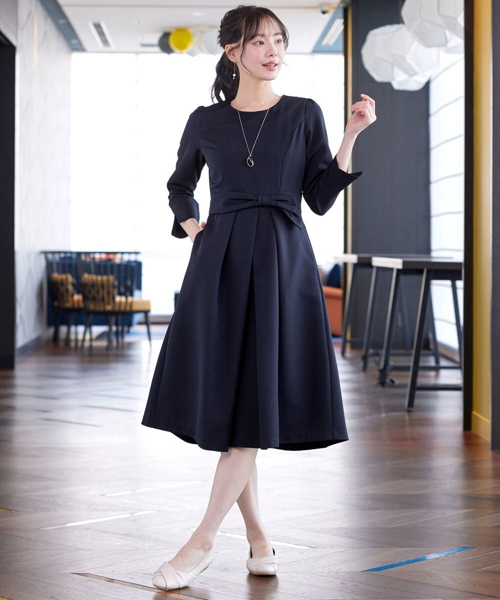 Tiaclasse L 【セレモニー・新色追加】アシメリボンベルトフレアワンピース 