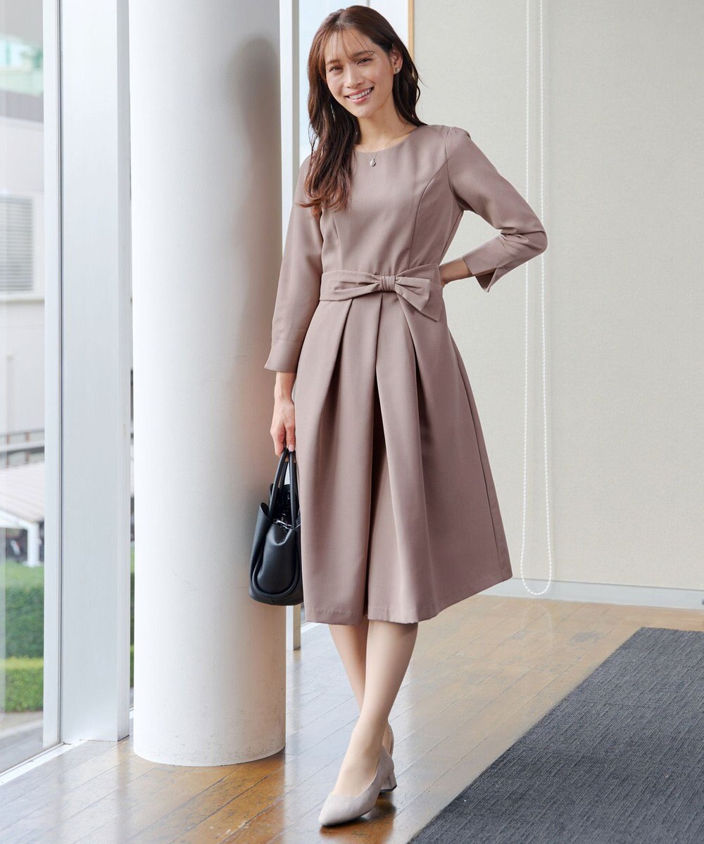 Tiaclasse 【セレモニー・XSサイズ追加・新色追加】アシメリボンベルトフレアワンピース 