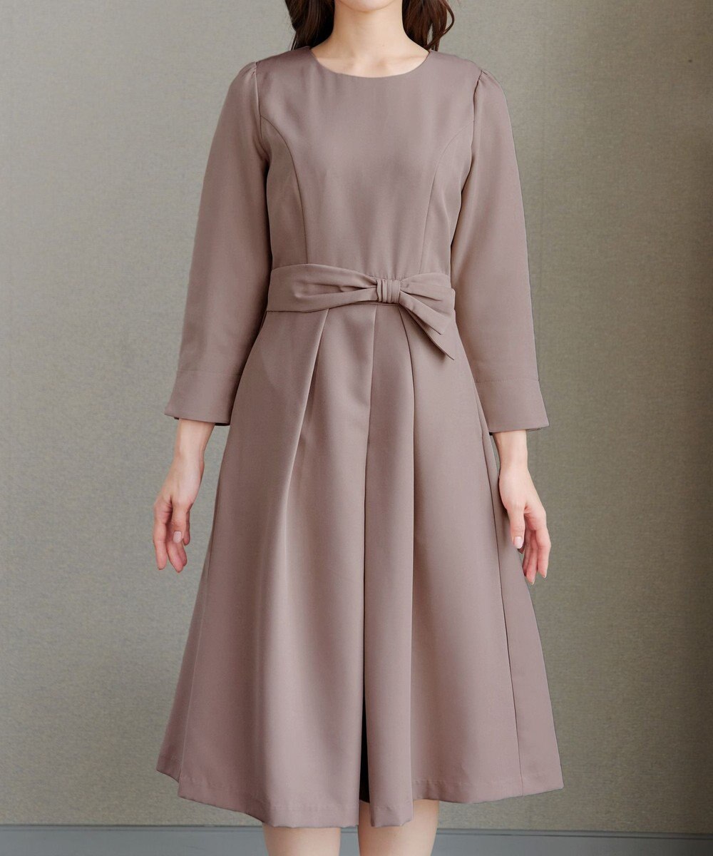 Tiaclasse L 【セレモニー・新色追加】アシメリボンベルトフレアワンピース 