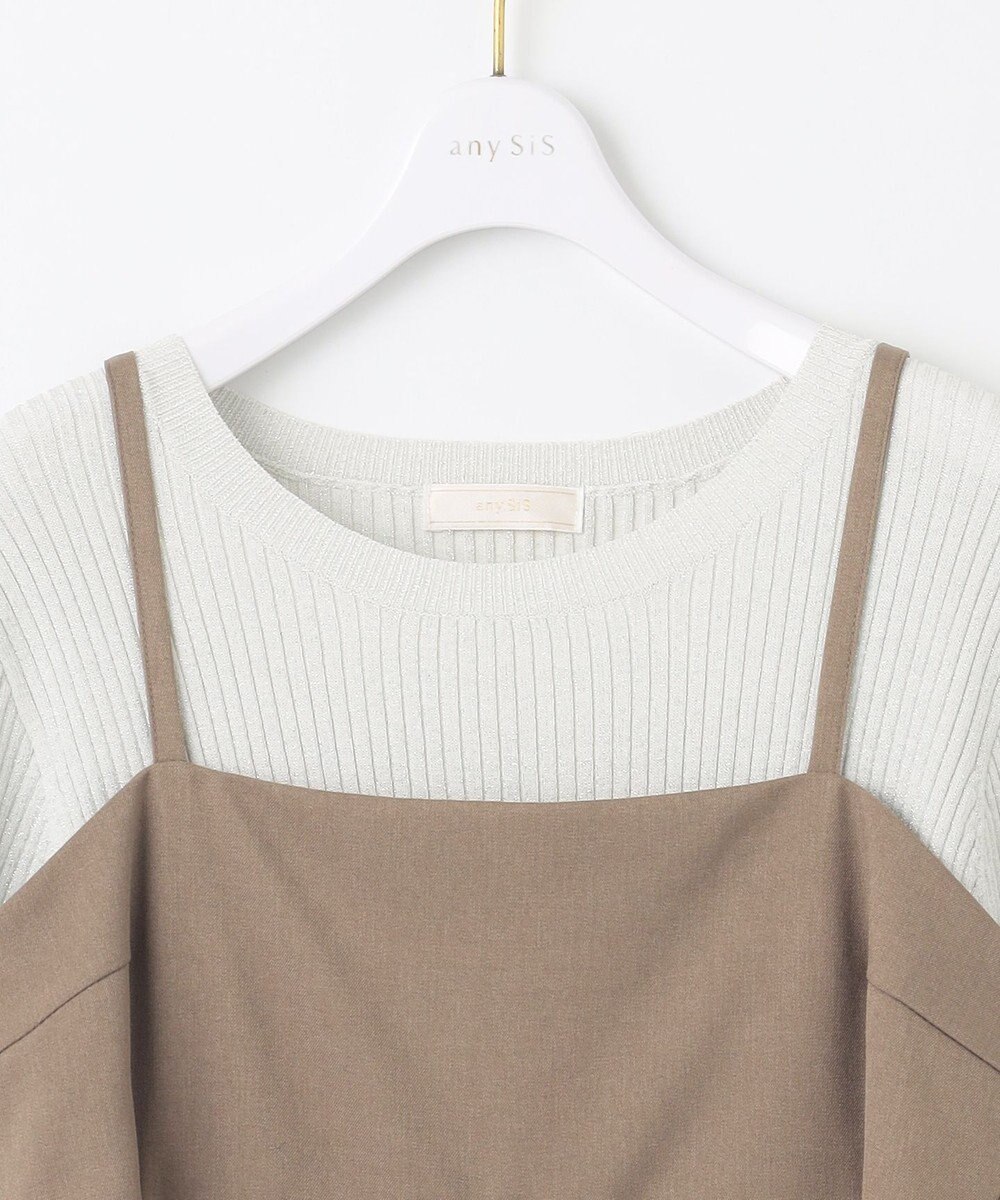 ANY SIS L 【洗える・2SET】カットデザインスタイルアップ ワンピース×ニット 