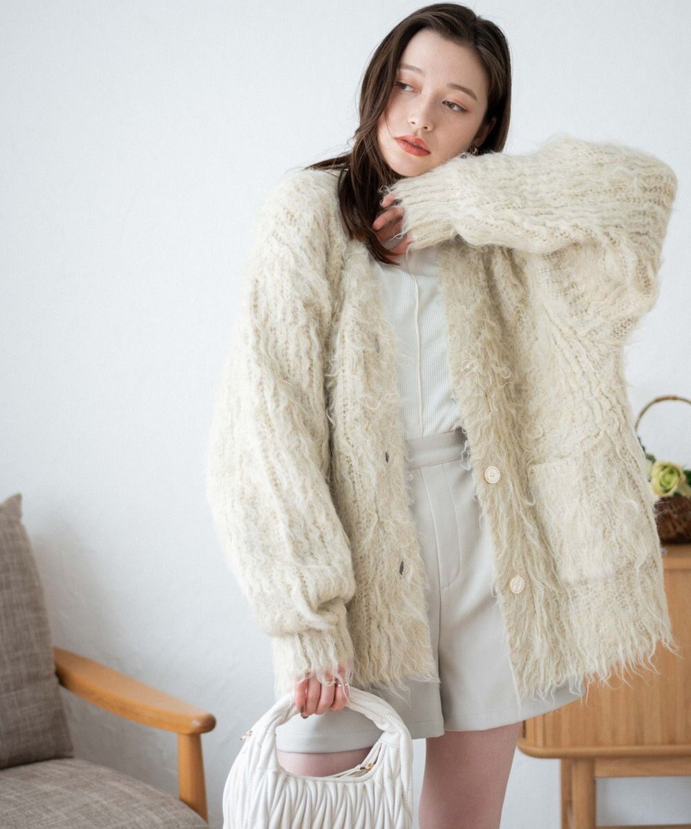 WEGO 【軽量】ブラッシュニットBIGカーディガン 