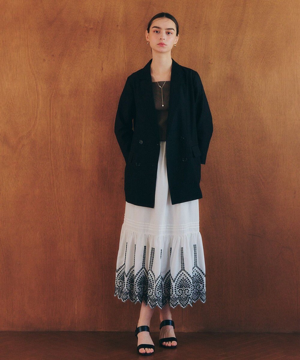 YECCA VECCA アイレット刺繍ギャザーフレアスカート 