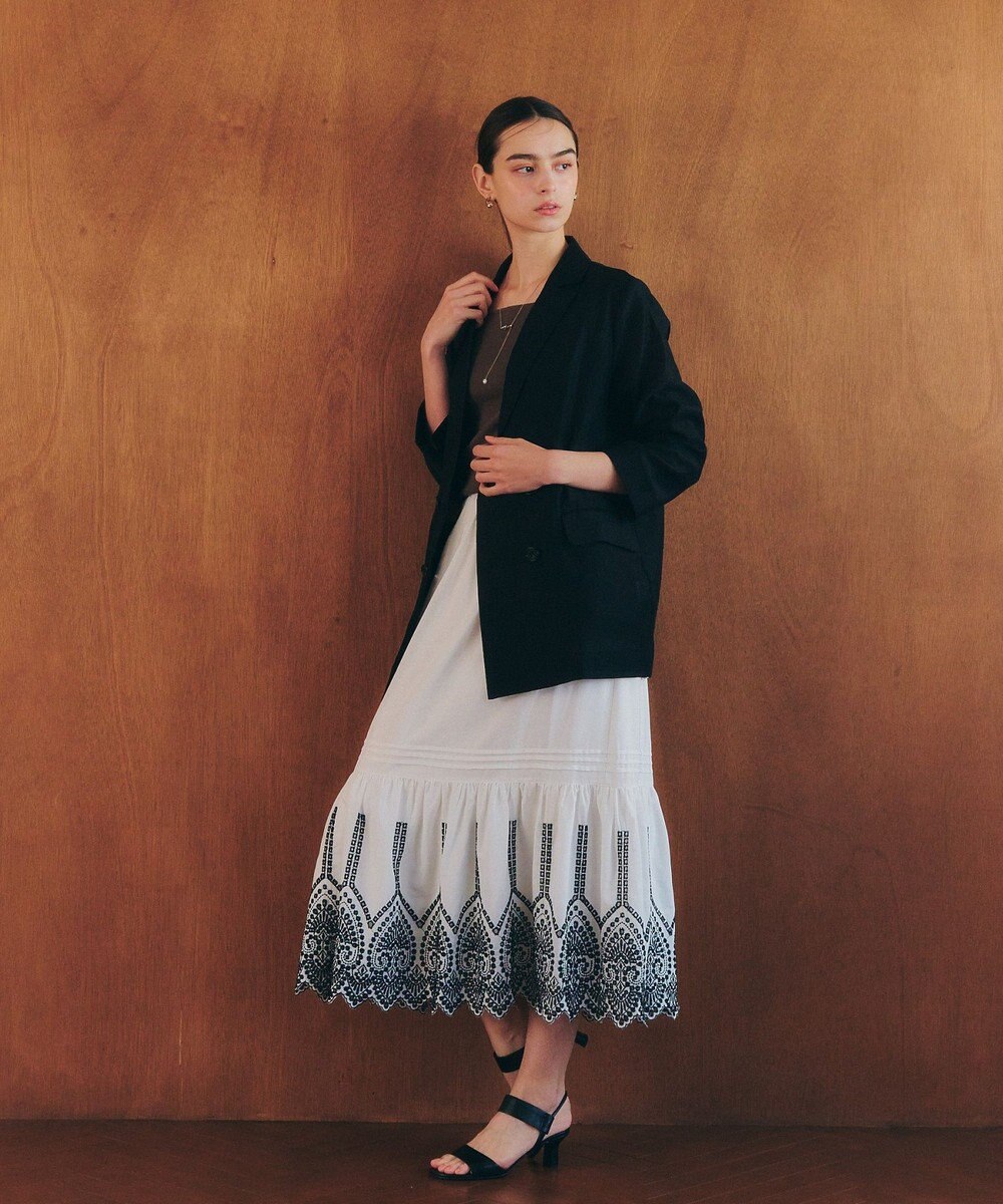 YECCA VECCA アイレット刺繍ギャザーフレアスカート 