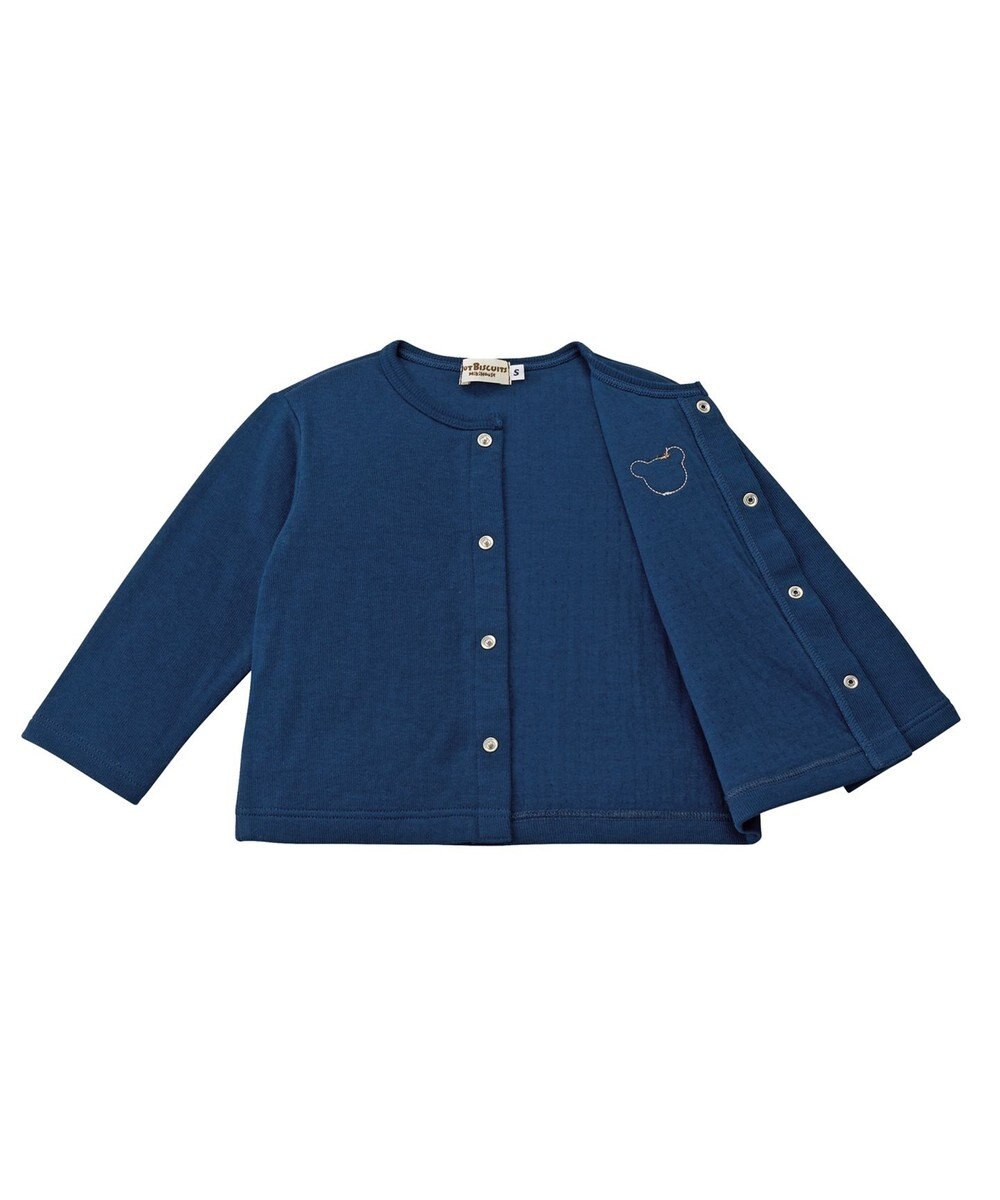 MIKI HOUSE HOT BISCUITS 【70-110cm】 接結天竺素材 ワンポイントカーディガン 