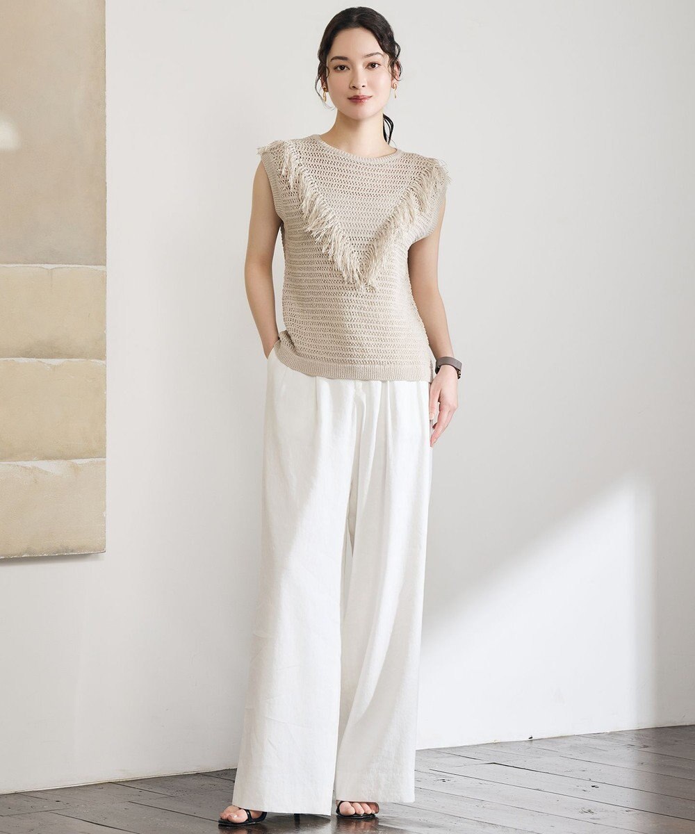 自由区 S リネンフリンジ ベスト 