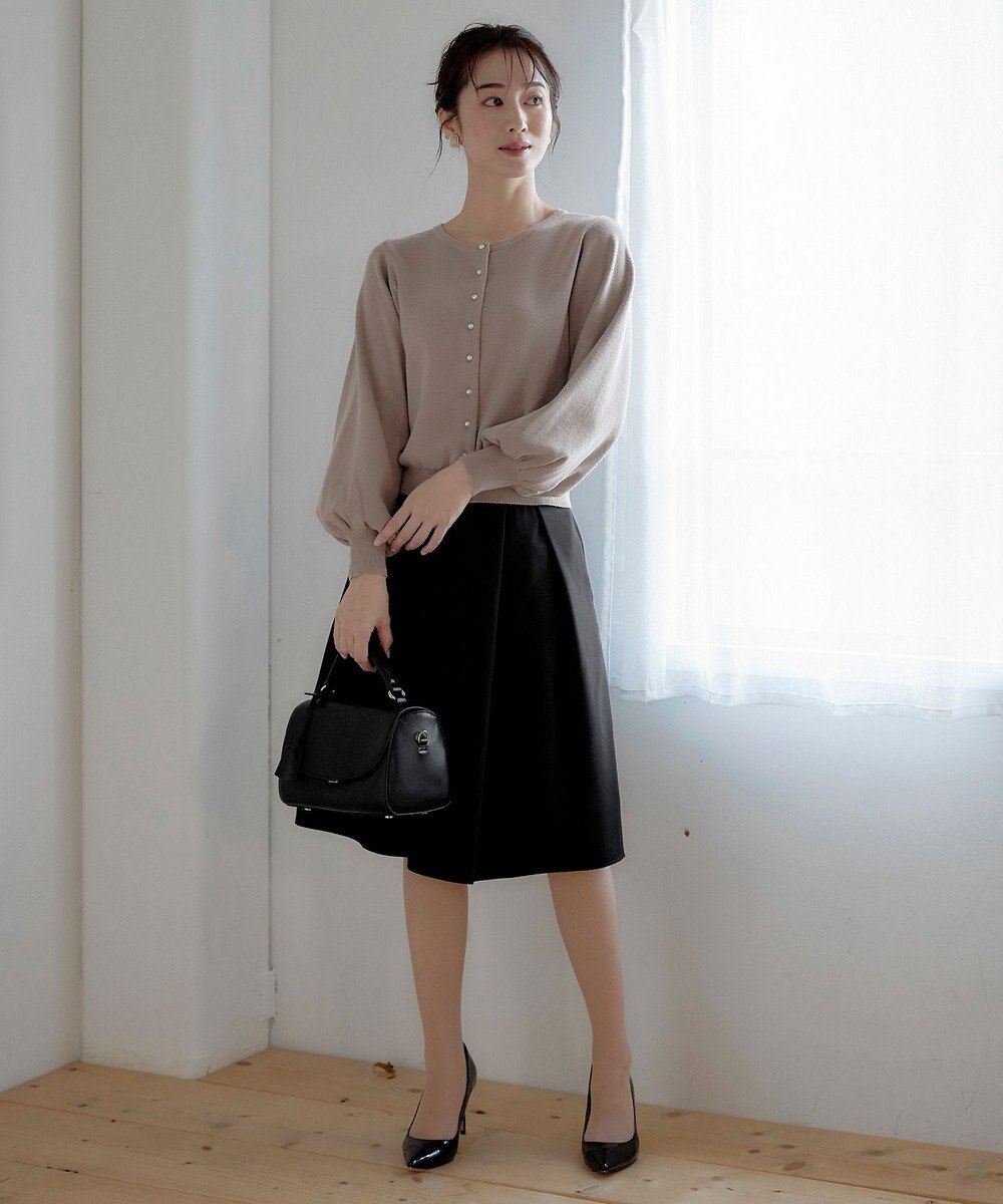 Tiaclasse 【洗える】パールボタンニットカーデ 