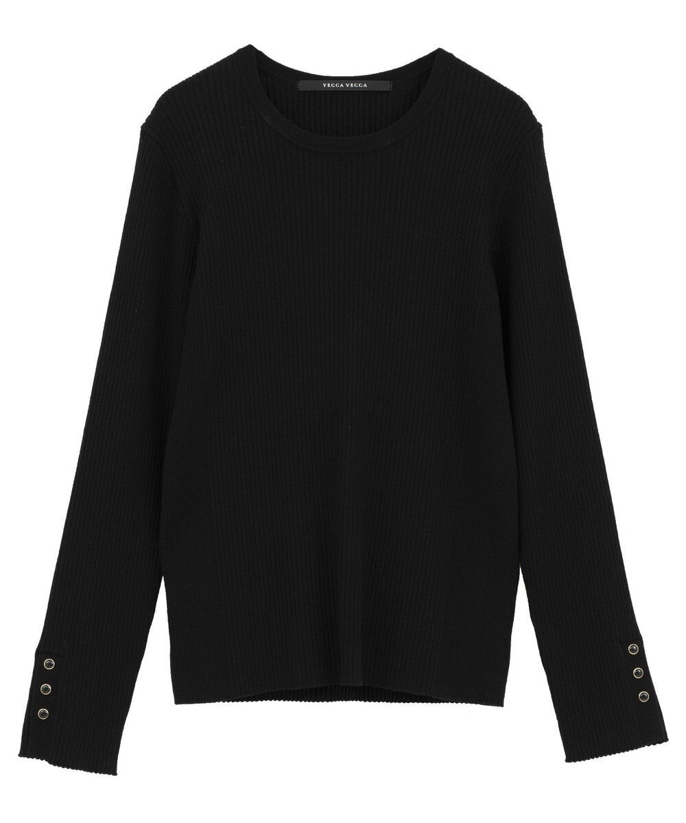 YECCA VECCA 袖釦クルーネックリブニット 