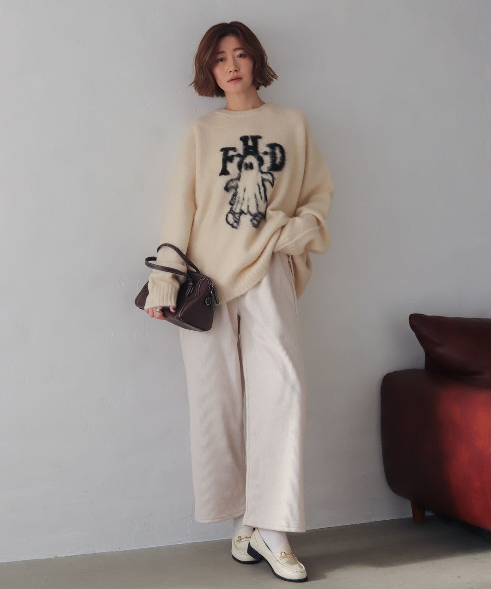 WEGO 【WEB限定/25年秋冬新作/ウエストゴム】裏ベロアワイドイージーパンツ 