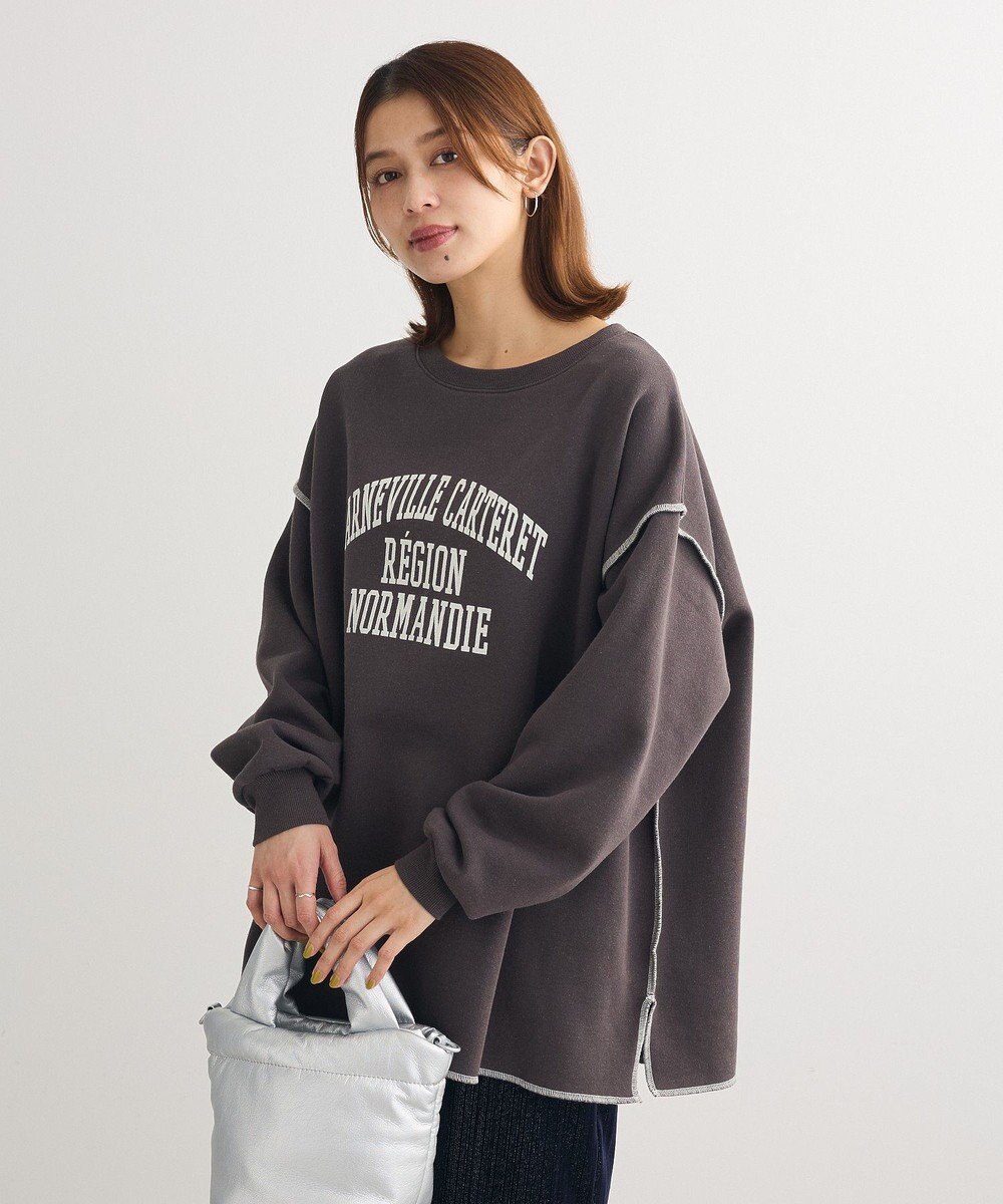 Green Parks 裏起毛配色ステッチロゴチュニック 