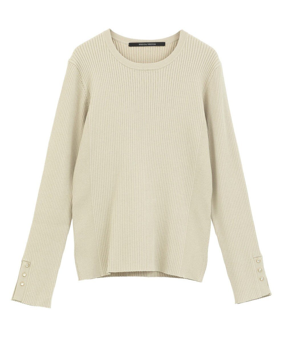 YECCA VECCA 袖釦クルーネックリブニット 