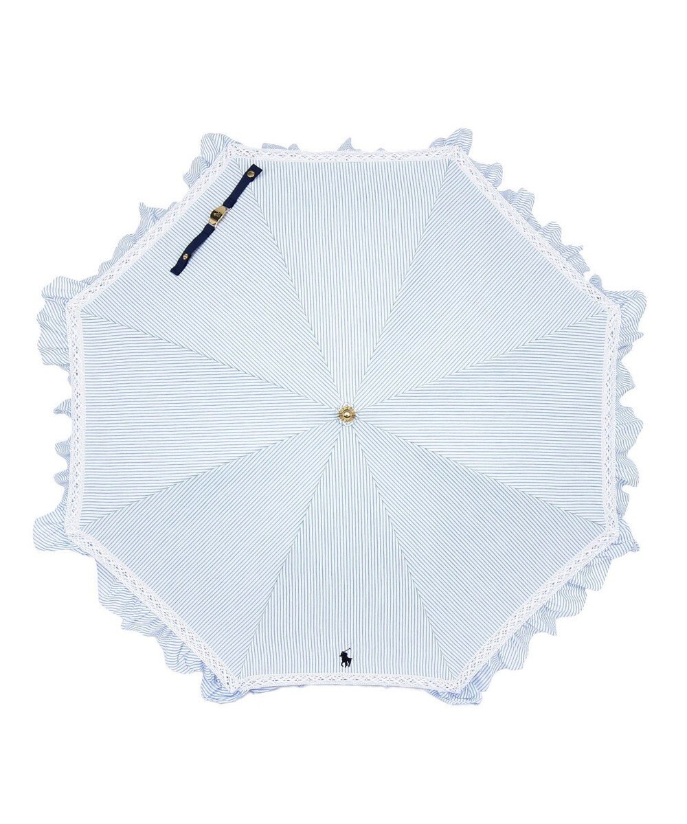 MOONBAT POLO RALPH LAUREN 晴雨兼用日傘 長傘 ストライプフリル／遮光 遮熱 UV 