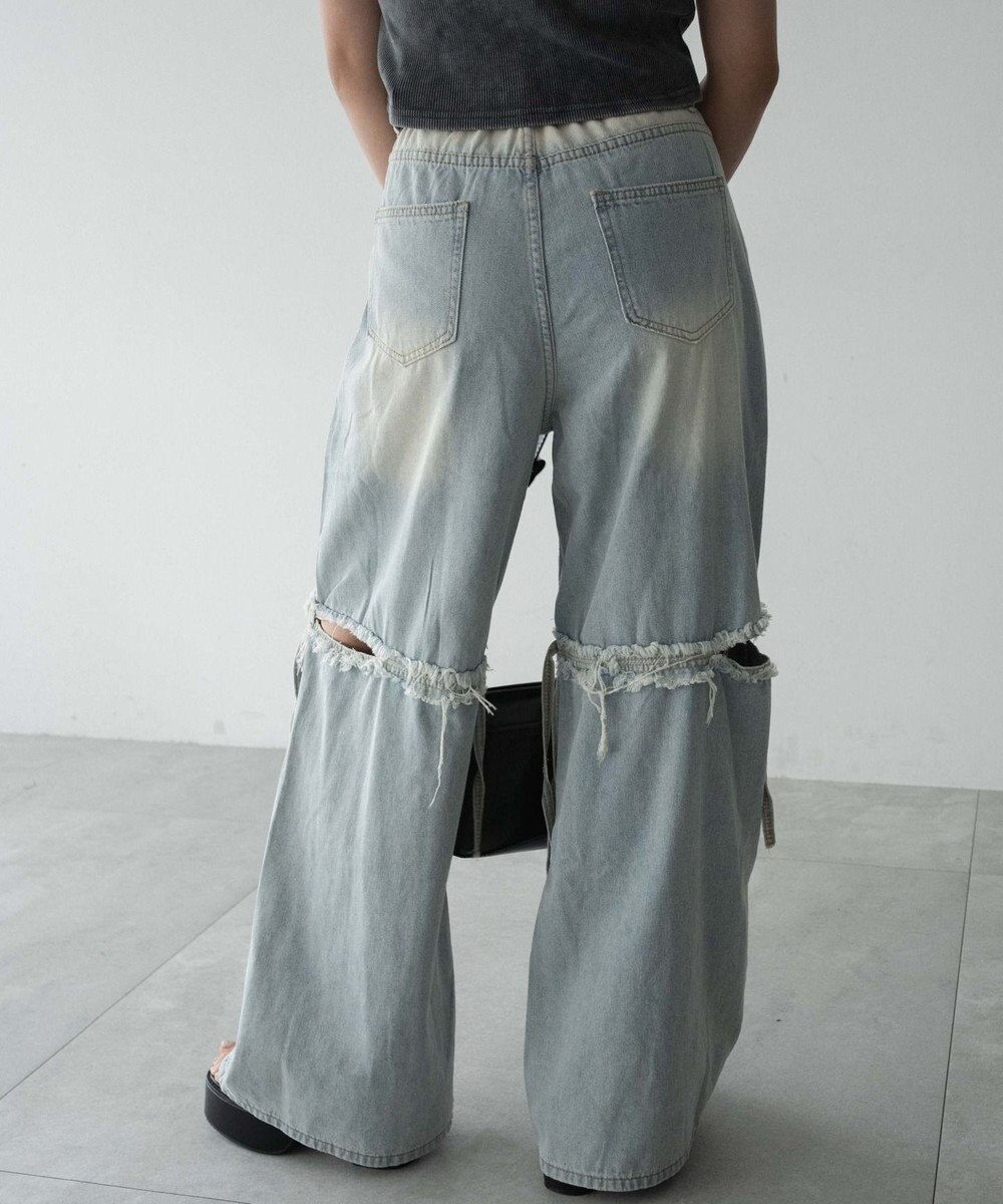 WEGO スリットダメージルーズデニム 