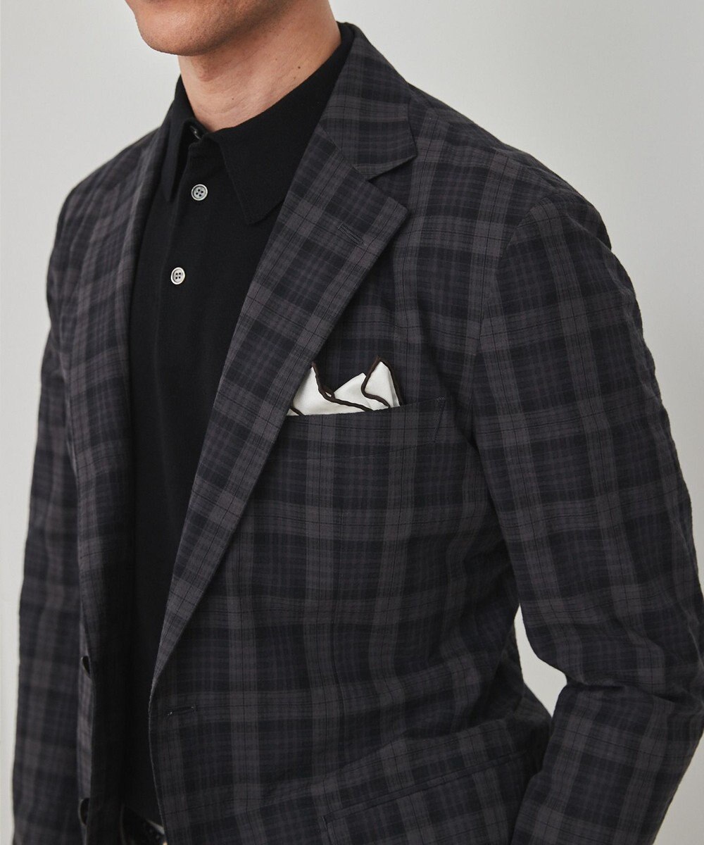 GOTAIRIKU 清涼サッカー素材【通気性/軽量】空羽サッカー マドラスチェック シャツジャケット 