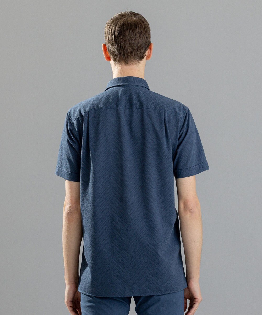 JOSEPH HOMME ブロークンヘリンボンジャージー　レギュラーカラー半袖シャツ 