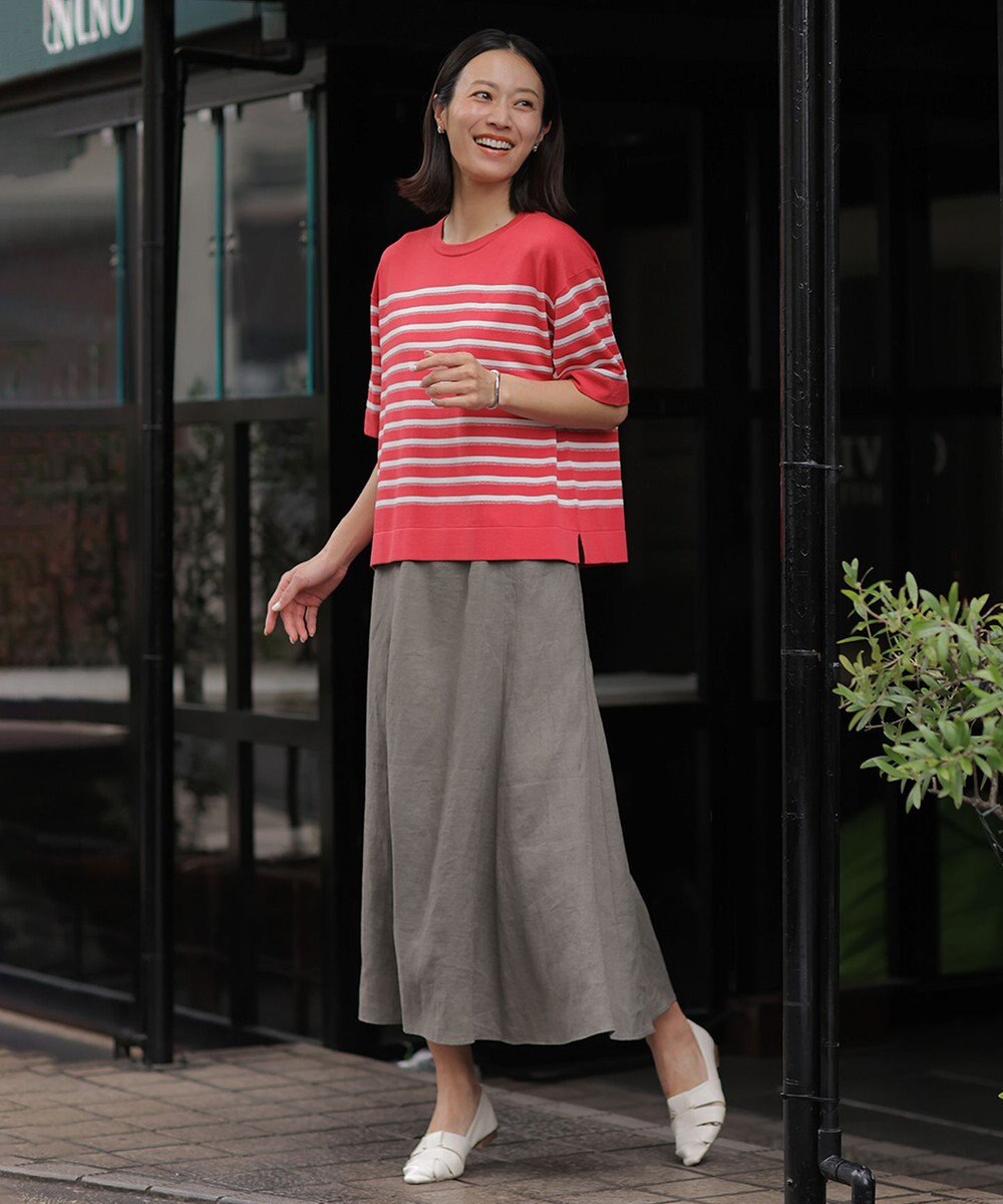 J.PRESS LADIES 【WEB限定・セット着用可】リネン フレア スカート 