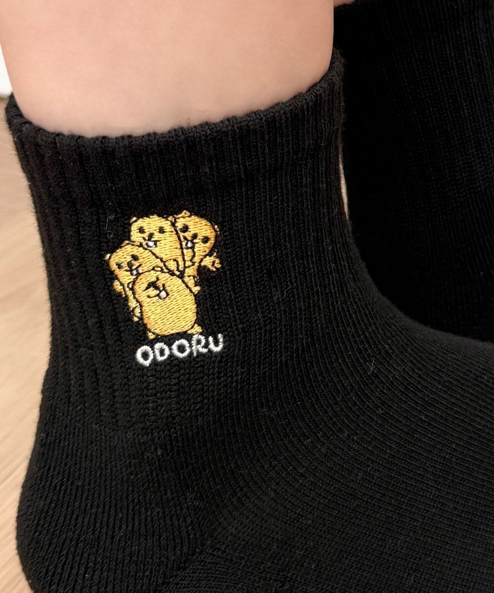 WEGO モチーフロゴ刺繍アンクルパイルソックス 
