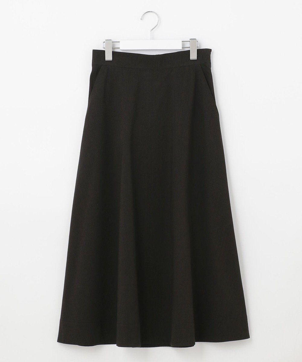 自由区 【洗える・ストレッチ素材】リネンヴィスコースストレッチ フレアスカート 