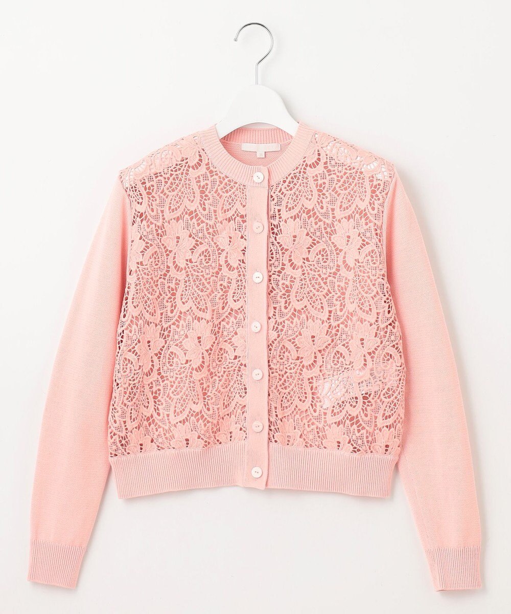 自由区 【洗える】レースコンビニット カーディガン 